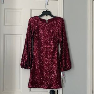 Red sequin mini dress